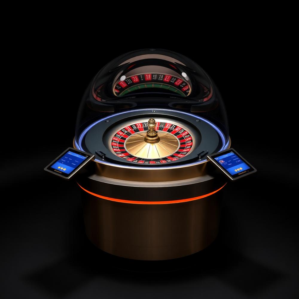 Automated roulette terminal with a glass-domed wheel and satellite betting stations